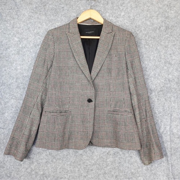 Banana Republic Wool Academic Blazer Jacket Tartan Plaid Classic Holiday Dark - Picture 1 of 12